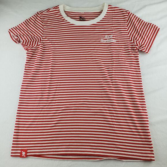 Pabst Blue Ribbon Shirt Womens Small T Shirt Tee Striped Red White Top Preppy - Picture 8 of 8